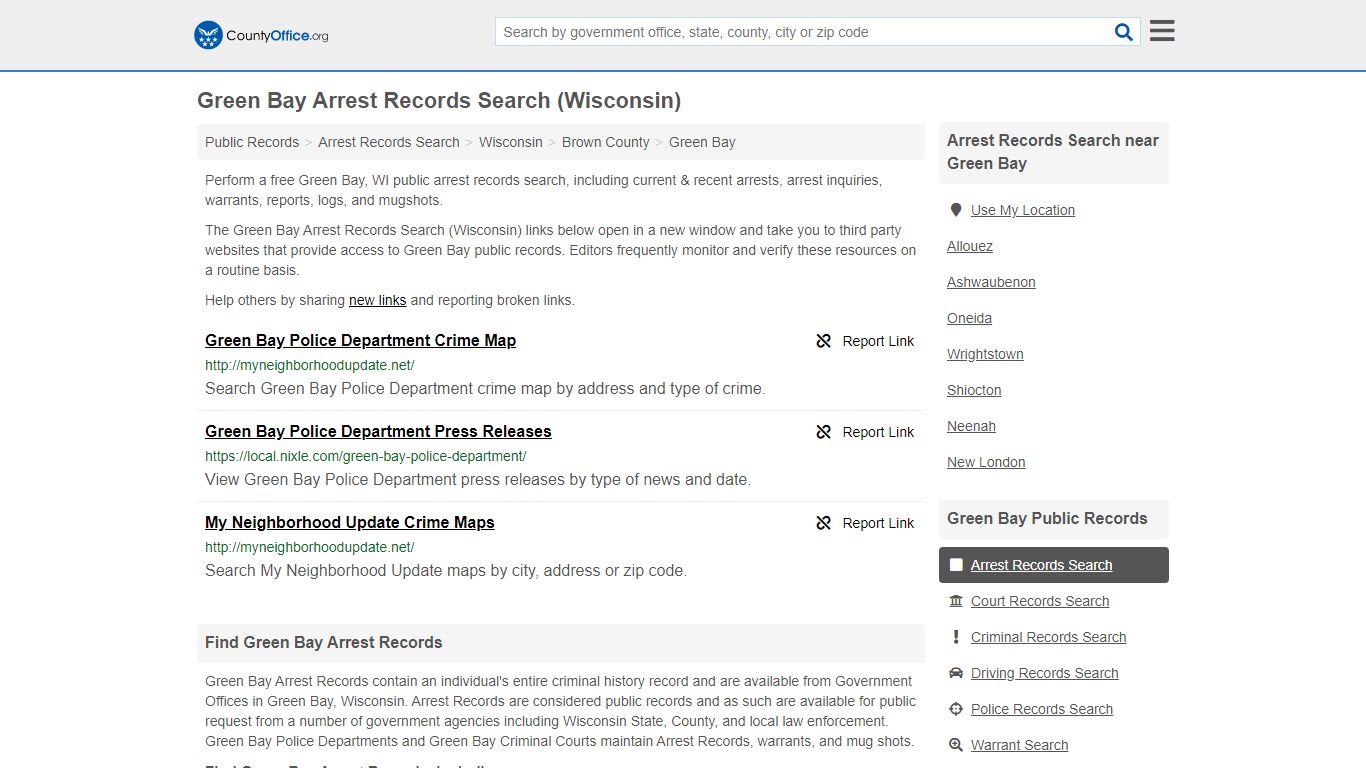 Arrest Records Search - Green Bay, WI (Arrests & Mugshots)